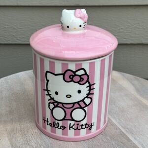 Silver Buffalo Sanrio Hello Kitty Pink Ceramic Cookie Snack Jar Medium 2 Parts
